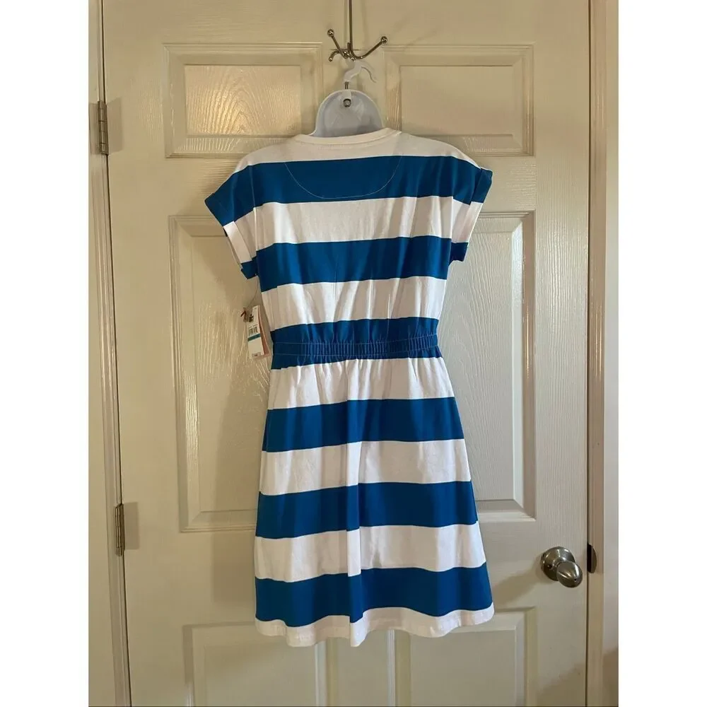 Juicy Couture XL Youth 16 Crew Tee Dress Blue White Sequins